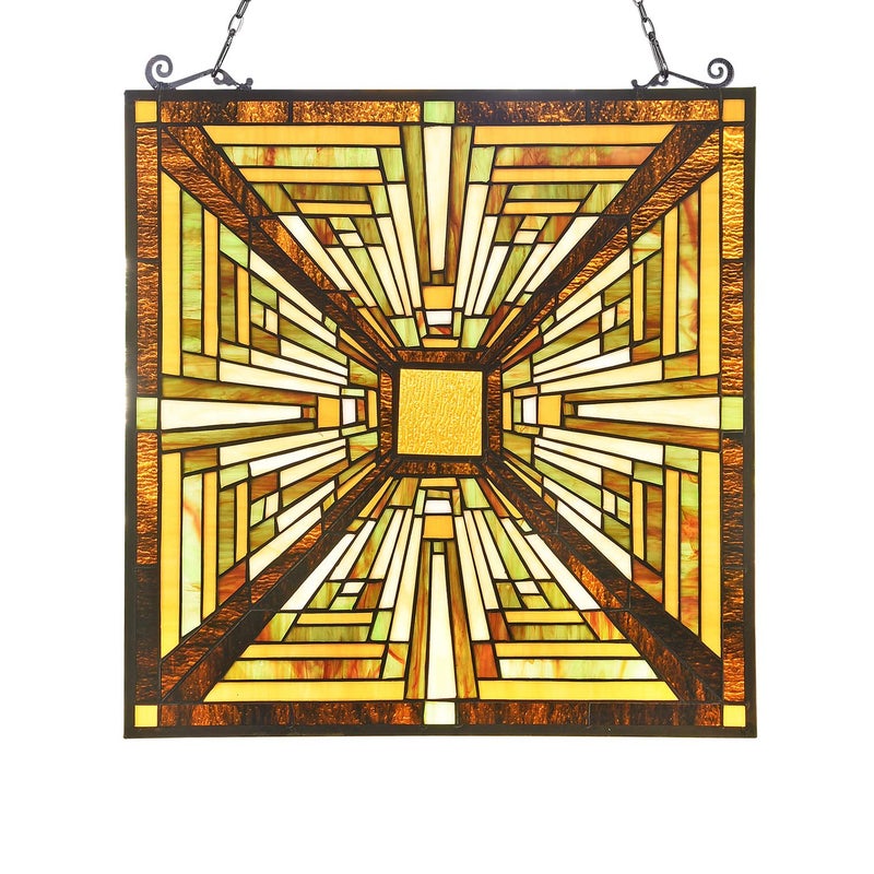 Capulina Stained Glass Window Hanging Panels Mission Elegant Style Suncatcher with Chain for Home Decor Gifts - Image 1